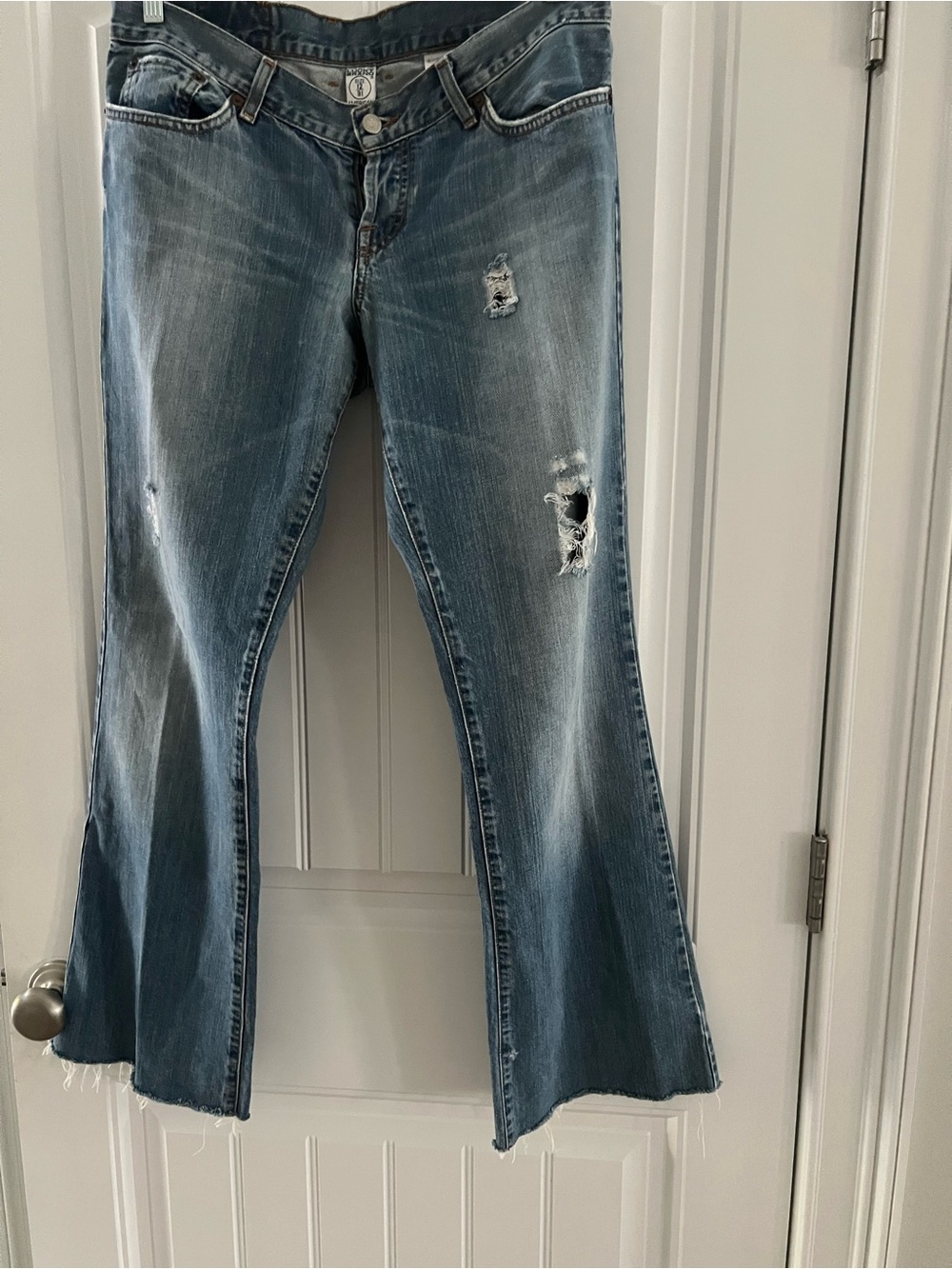 Lucky Brand Medium Blue Distressed Flare Jeans